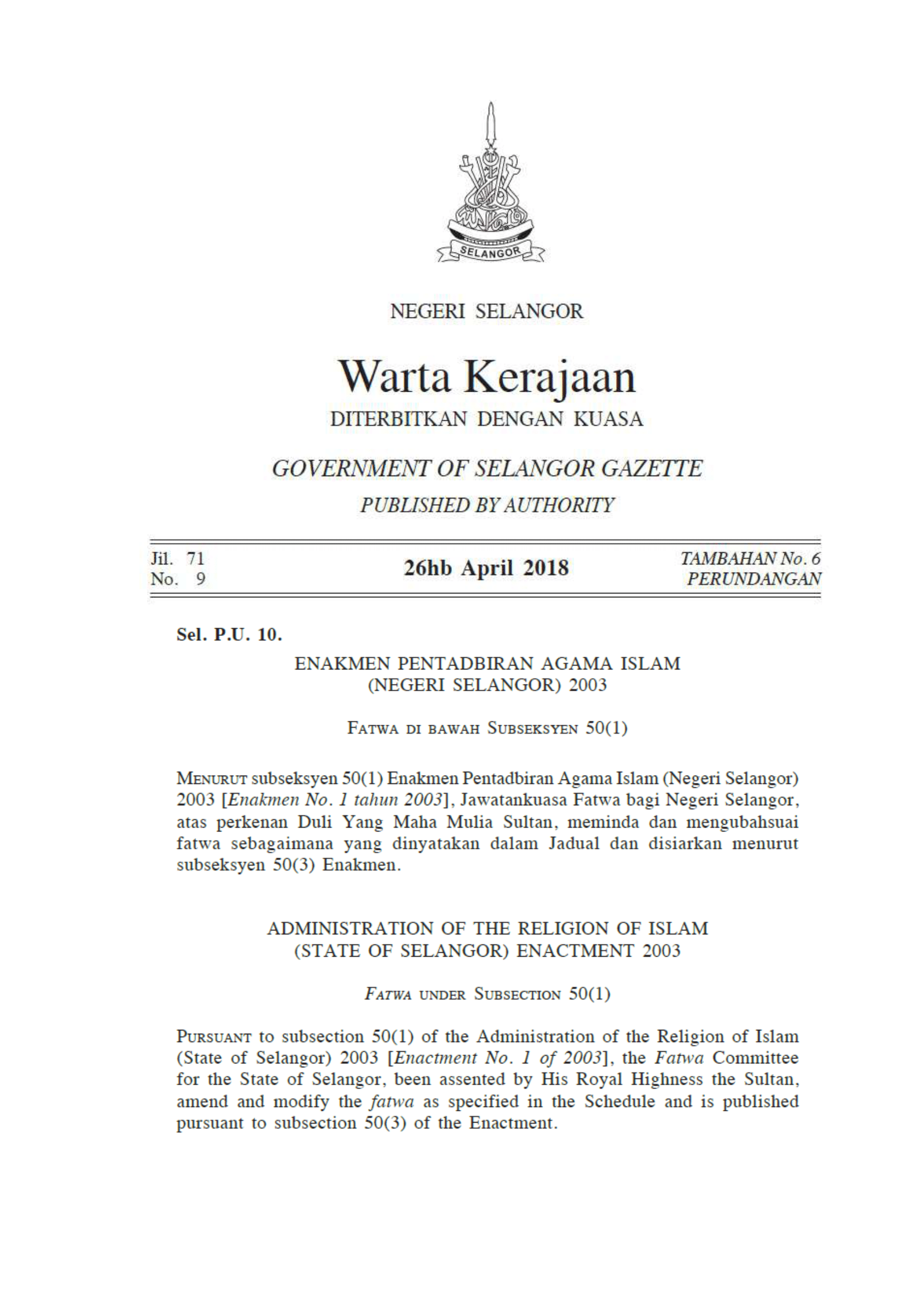 Fatwa Sighah Berkaitan Ajaran Syiah Di Negeri Selangor (Pindaan ...